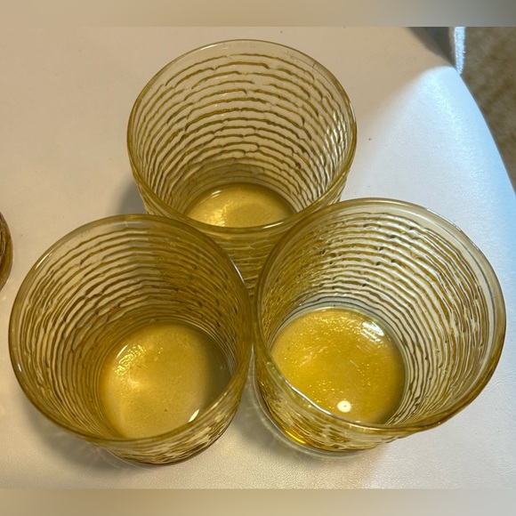 Vintage Anchor Hocking Gold Highball Tumbler 4 Piece Set With 3 Juice Glasses - Picture 6 of 10